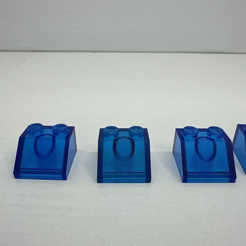 Lego Parts Bricks - Slope 45 2x2 Brick Trans Dark Blue Lot Of 7 Part # 6227 3039 - Picture 2 of 5